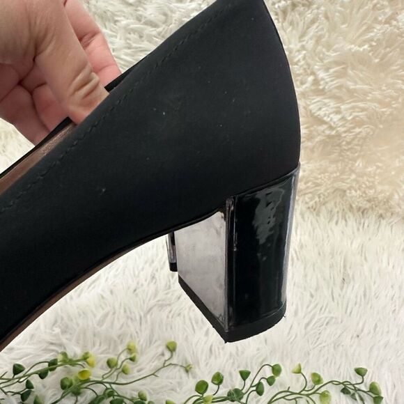 Donald J Pliner Black Stretchy Neoprene Square Toe Low Heel Pumps sz 7M - Picture 7 of 10